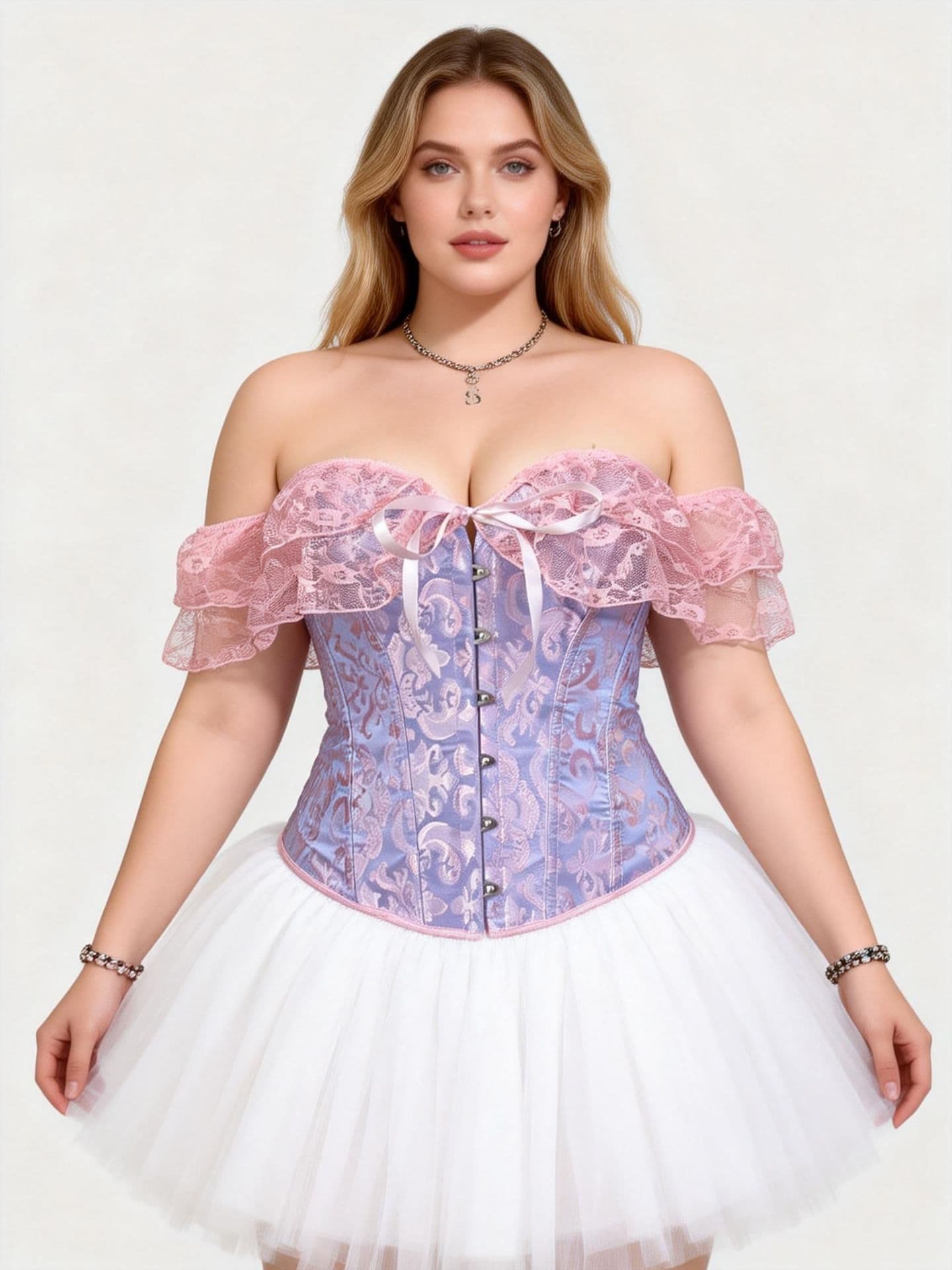 Court-style Lace Sexy Corset Dress With Boned Bodice, Slim Fit, Off-shoulder, Waist-cinching And Chest-support Shaping Garment For Women-purple