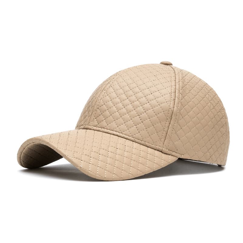 Solid-color Light Board Diamond-patterned Stitching Curved-brim Baseball Cap Is Suitable For Outdoor Protection And Warmth In Autumn And Winter.