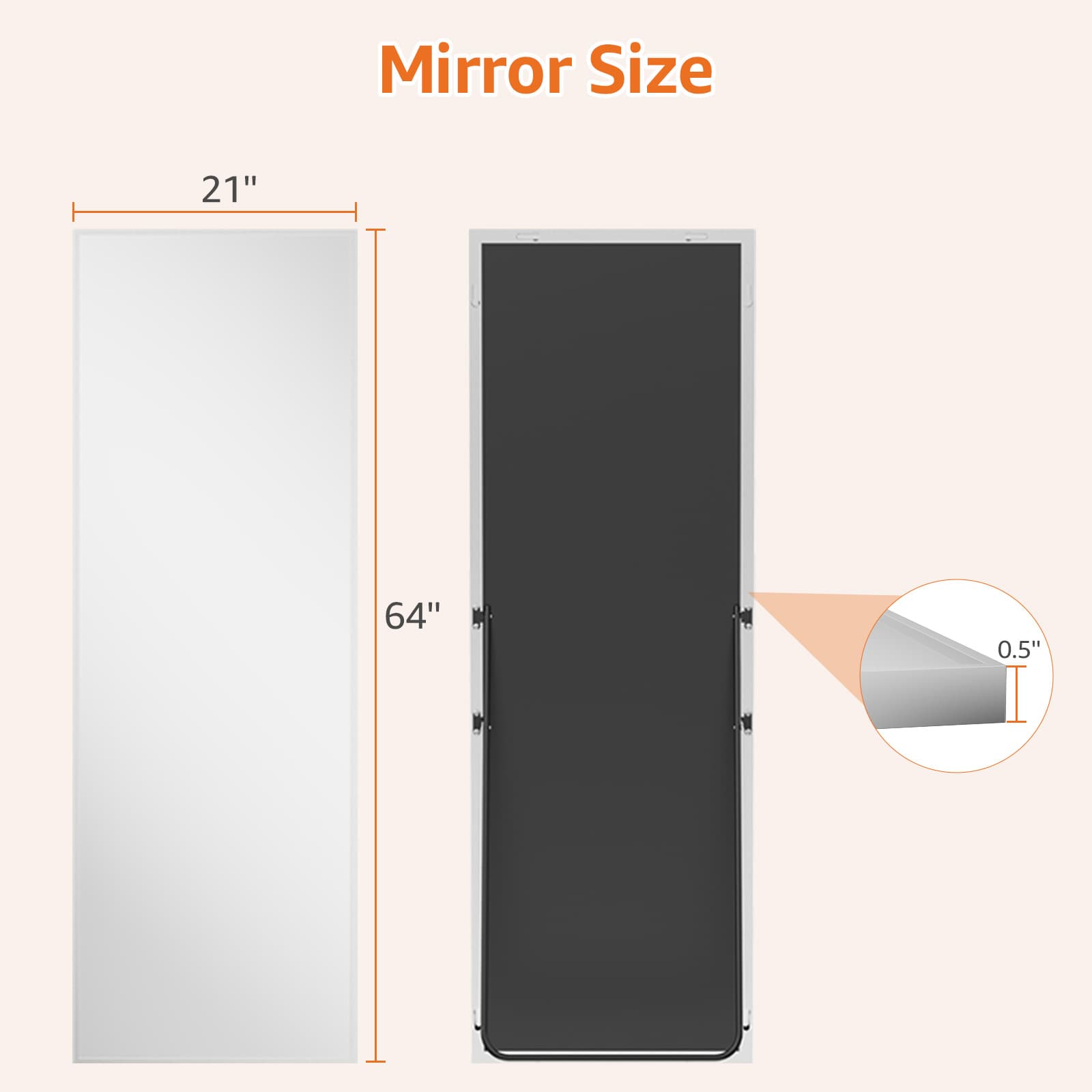 Rectangle Full Body Mirror, Full Length Standing Mirror, Hanging Or Leaning, For Home