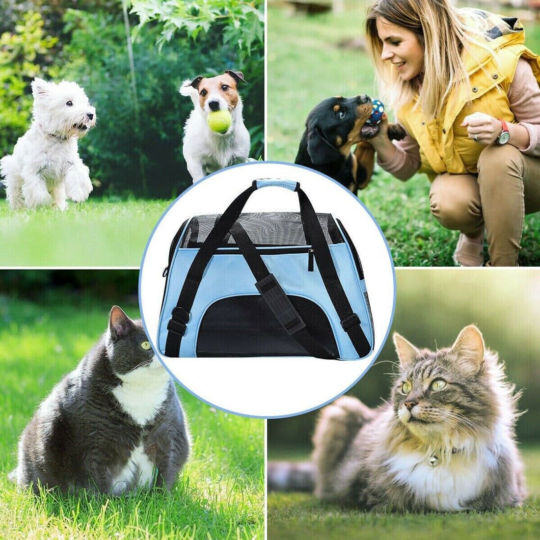 Large Pet Carrier Bag Portable Soft Fabric Folding Dog Cat Travel Bags