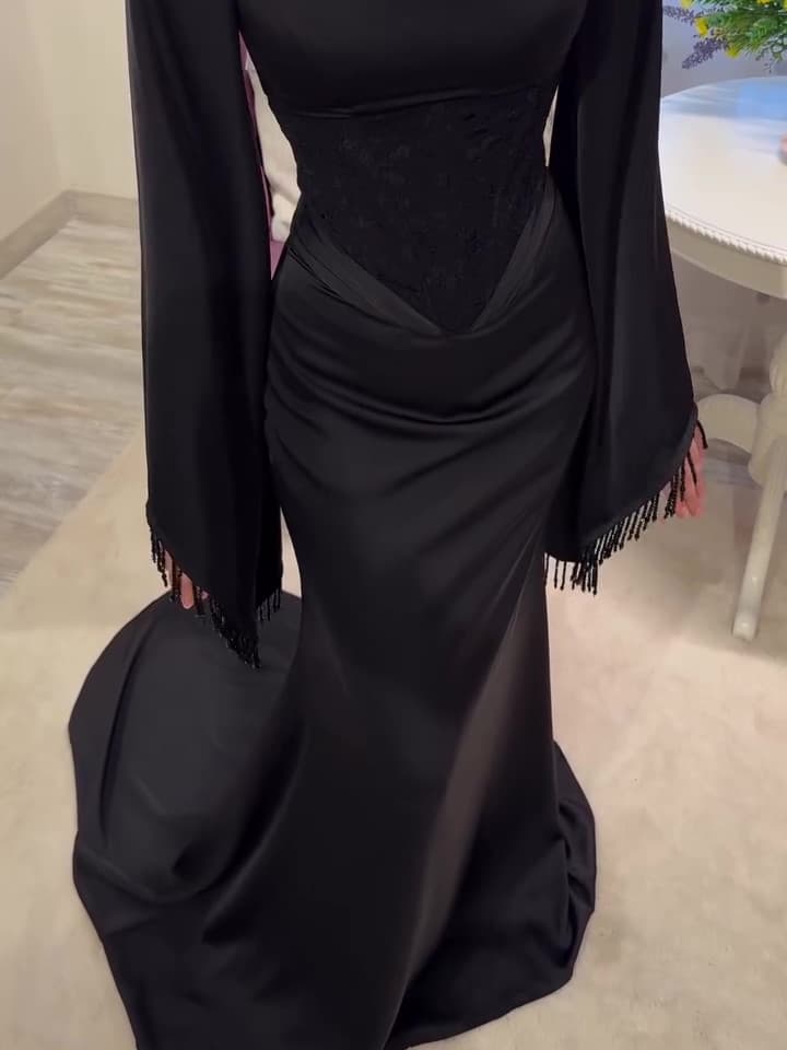 Satin Lace Corset Mermaid Maxi Gown