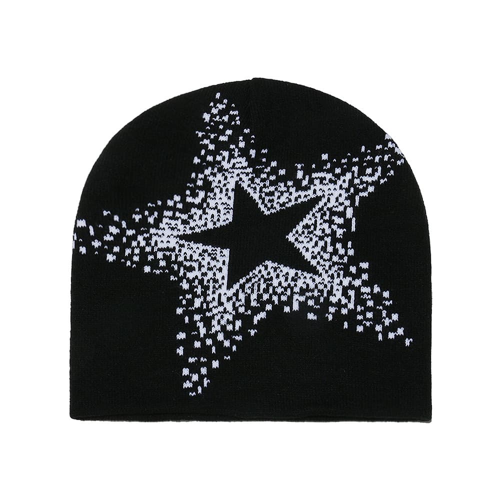 American Street Y2K Star Woolen Hat For Autumn And Winter, With Hip-hop Vibe And Warmth. Five-pointed Star Knitted Cold Hat For Keeping You Warm Outdoors
