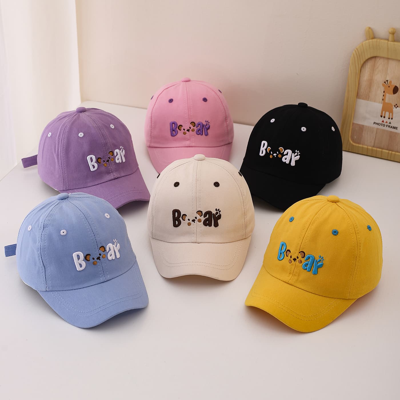 Children's Single-color Simple Cartoon Mouse Letter Embroidery Adjustable Cute And Casual Baseball Cap Suitable For Traveling And Playing