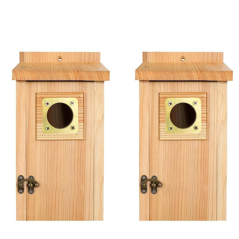 Set Of 2 Handmade Natural Cedar Birdhouses Eco-friendly, Durable, And Suitable For Hanging In Gardens, Balconies, Or Yards Provides A Safe, Comfortable Nesting Space For Small Birds.