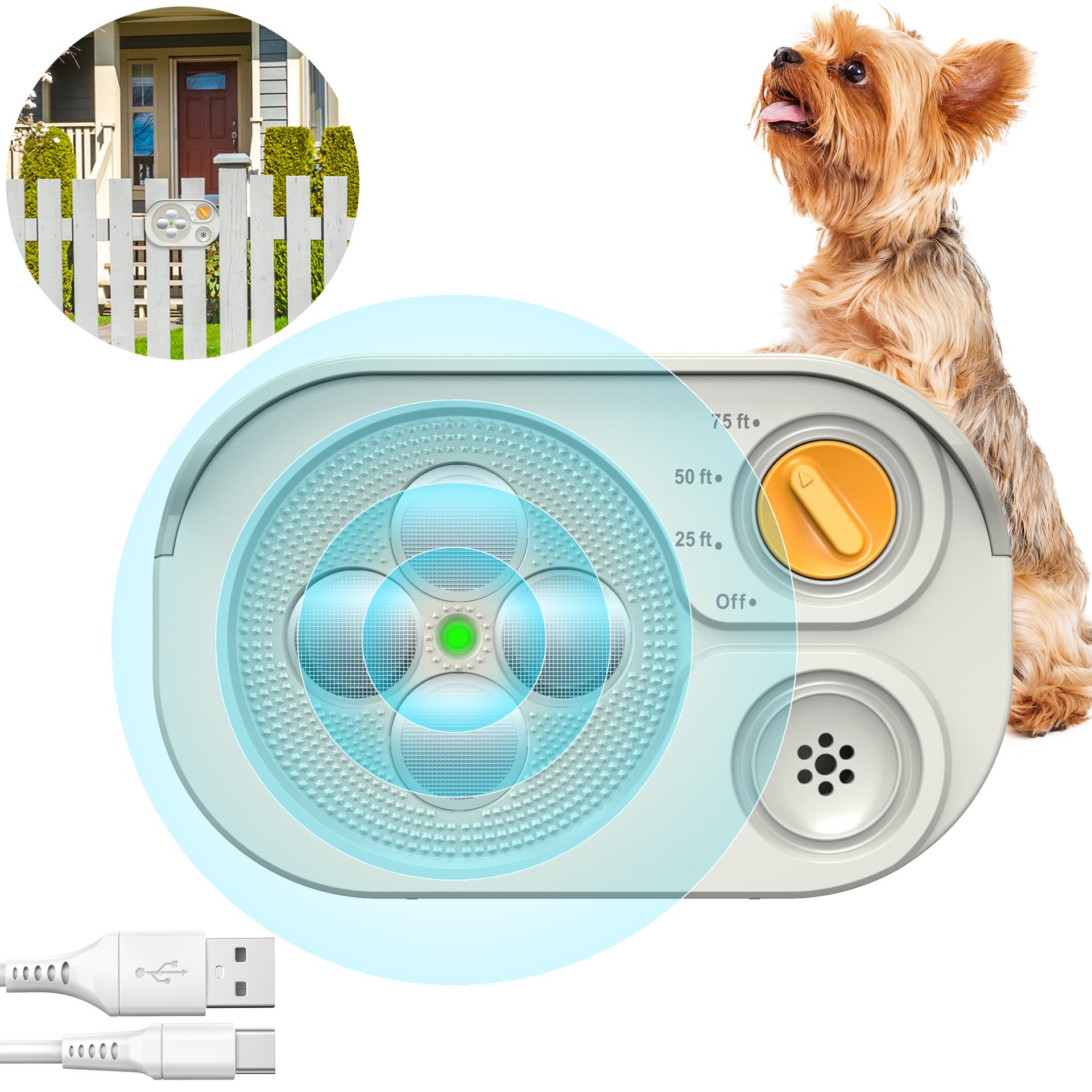 Anti Barking Device For Dogs, Bark Box Rechargeable Dog Bark Deterrent With Variable Ultra Frequency 6 Modes IP65 Waterproof Dog Silencer Stop Neighbors Dogs From Barking Up To 75ft