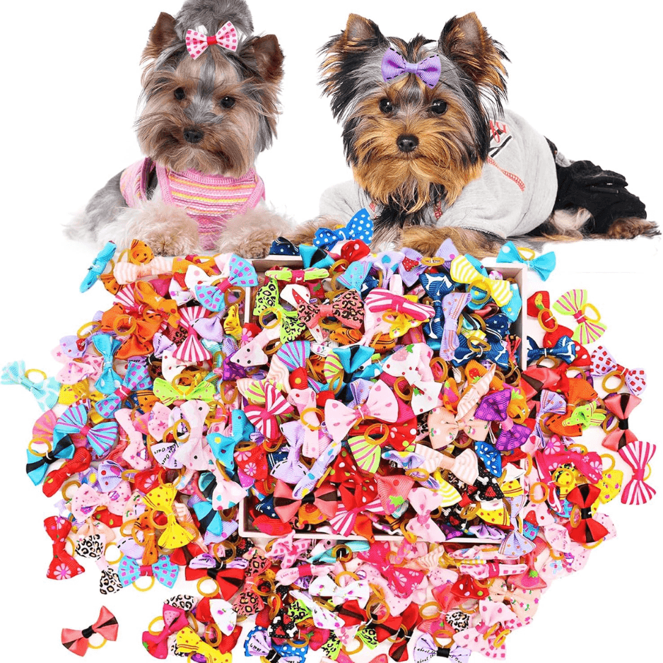 Handmade 101 PCS Bulk Dog Bows Light  Secure  Comfortable Perfect For Top