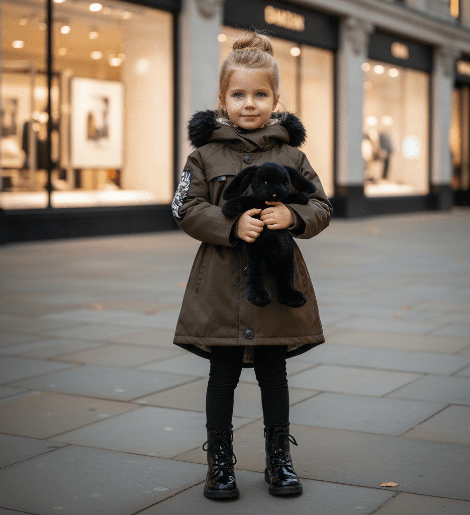 Girls Fur Hooded Padded Parka Coat Warm Winter Jacket 2-7Y