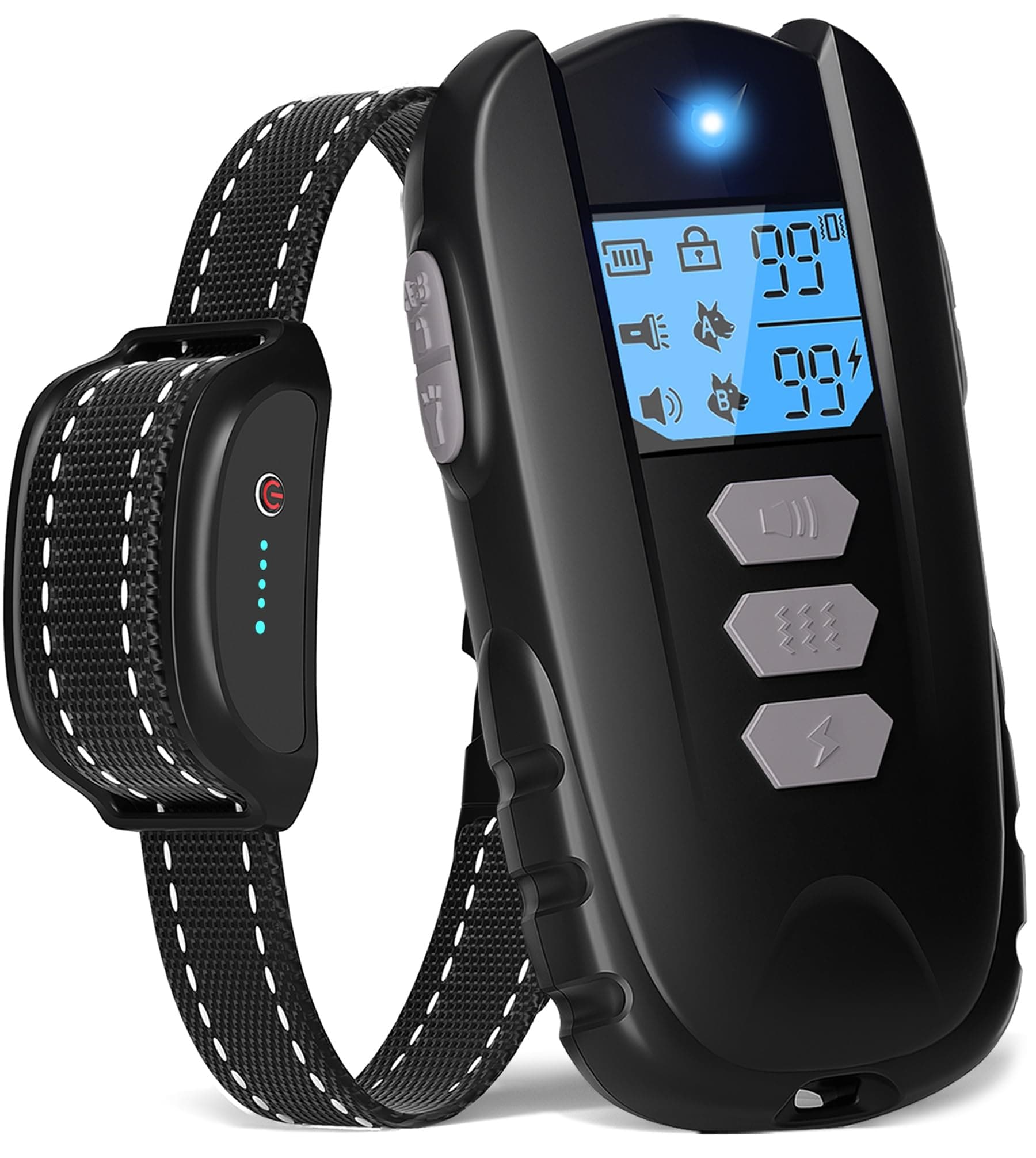 Dog Shock Collar With Remote Control, Waterproof Dog Training Collar Grey Adjustable Collar For 15-120 Lbs Dogs, 2000FT Range, IPX7 Waterproof, Rechargeable, Beep, Vibration, Static & Flashlight