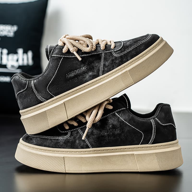 New Spring & Summer Men's Shoes, Breathable Fashion Sneakers For Men, Trendy Versatile Platform Black Casual Shoes