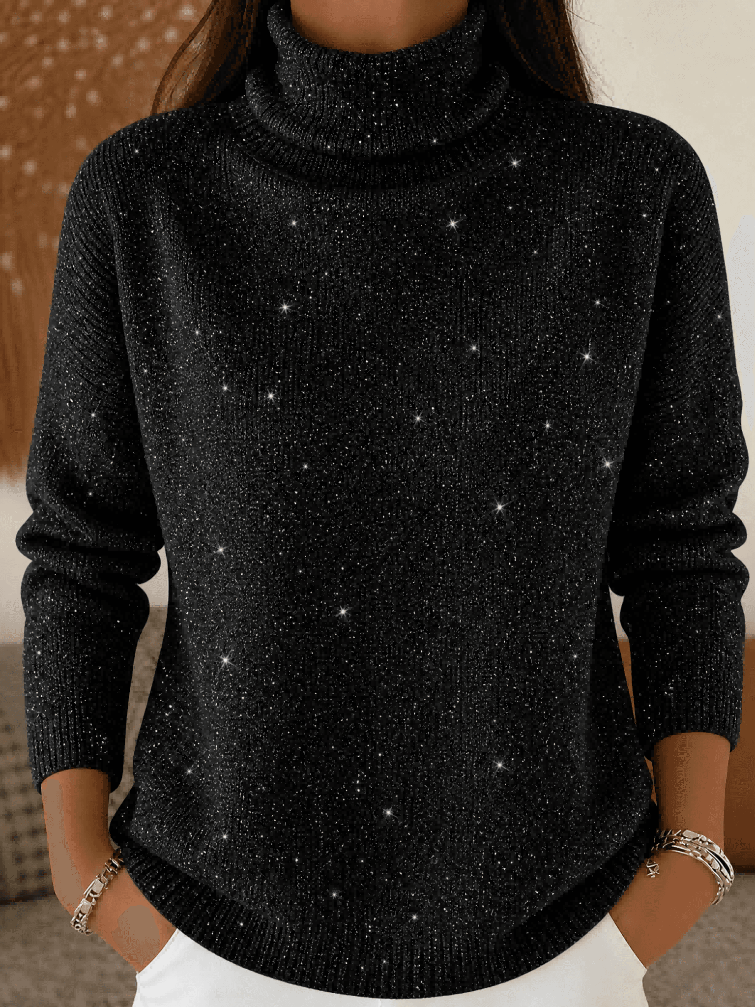 Women's High-neck Long-sleeve Casual Top Sweate