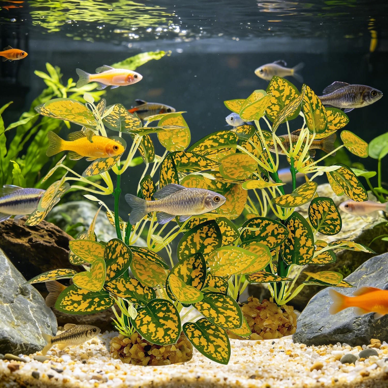 Silk Aquarium Plants 2-Pack, 8.6-inch Artificial Aquarium Silk Plants -  Simulated Fish Habitat Decor, Safe Silk Plants For Aquariums Fish Fishbowl