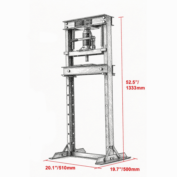 12 Ton H-Frame Hydraulic Shop Press, Adjustable Floor Press With Plates For Garage & Workshop