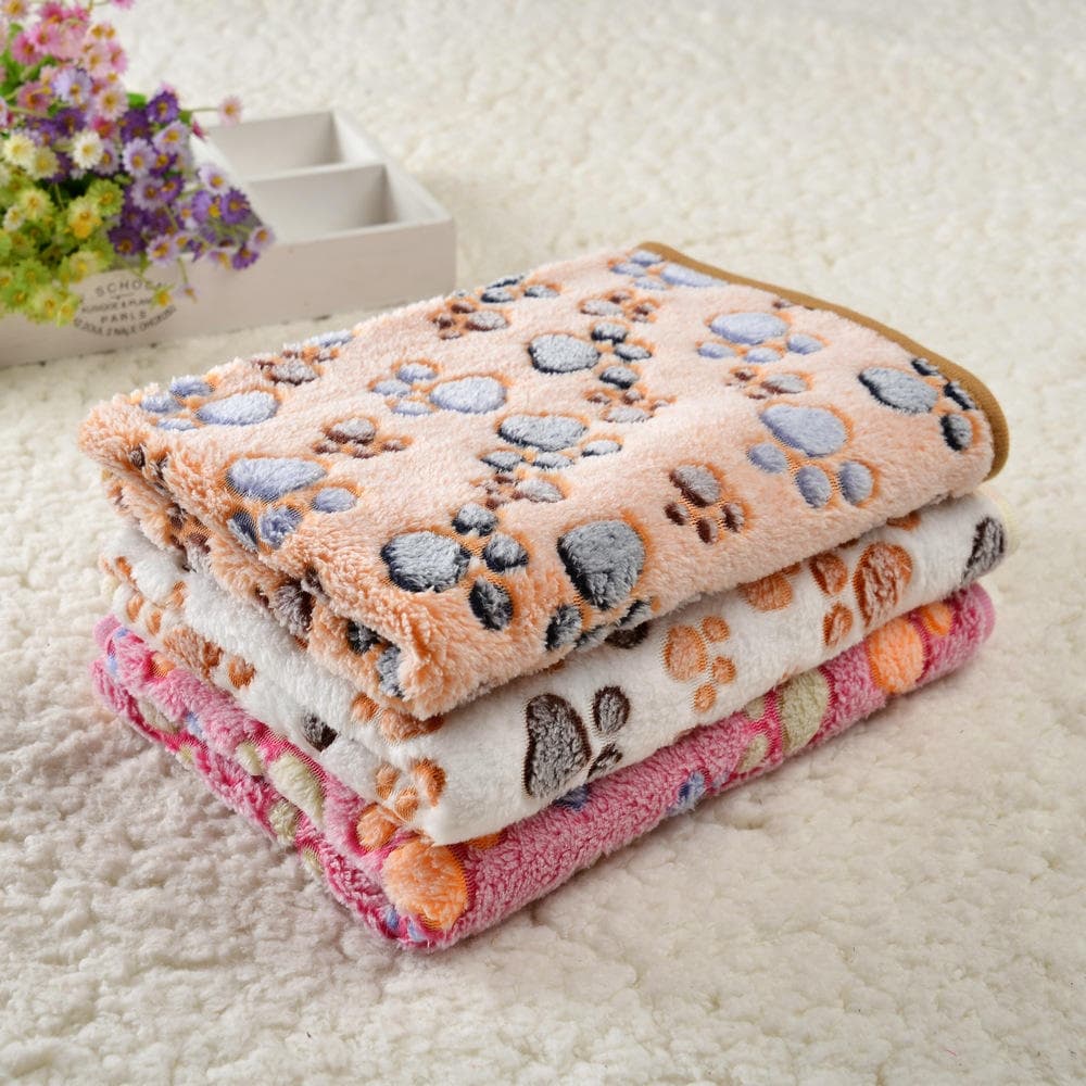 3 Pack Pet Blanket, Soft Plush Paw Print Dog Blanket Washable, Warm Fleece Cat Blanket For Large Medium Dogs, Sofa Couch Bed Cage Protector,23 X 16 In,30 X 20 In,41 X 31 In,47.2 X 39.3 In
