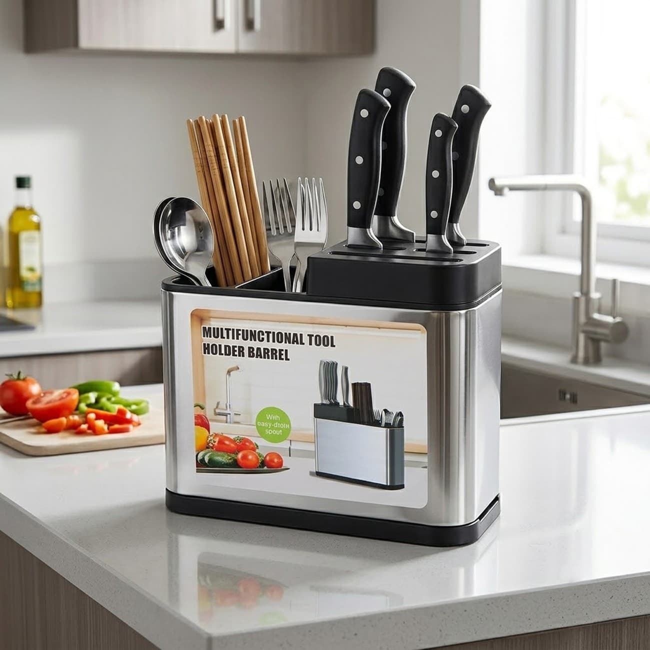 Kitchen Cutlery Knife Holder Spoon Fork Storage Rack Organizer Utensils Chopstick Box Pot A Couverts Organisateur De Couverts