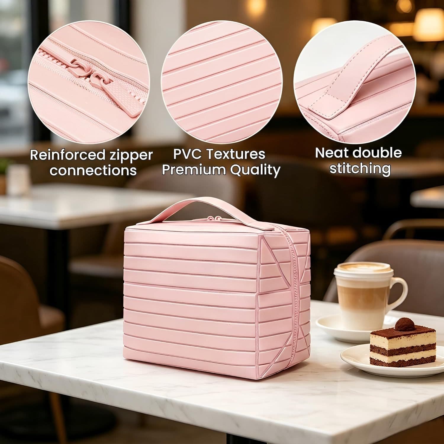 Foldable Standing Makeup Bag With Large Capacity And Multiple Compartments, Portable Toiletry Bag, Travel Skincare Products, Cosmetics Storage Bag