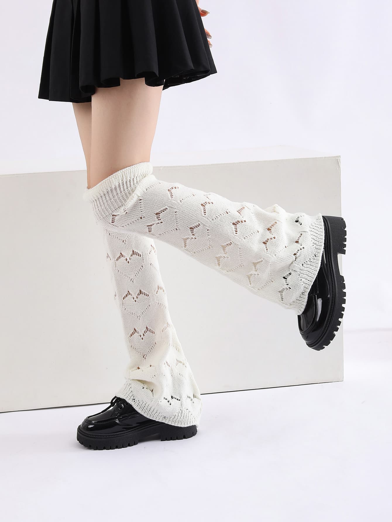 Fashion Hollow Heart Cute Lolita Japanese Style Flared Sock Cuffs Leg Warmer For Girls Women For Party Dancewear Daily