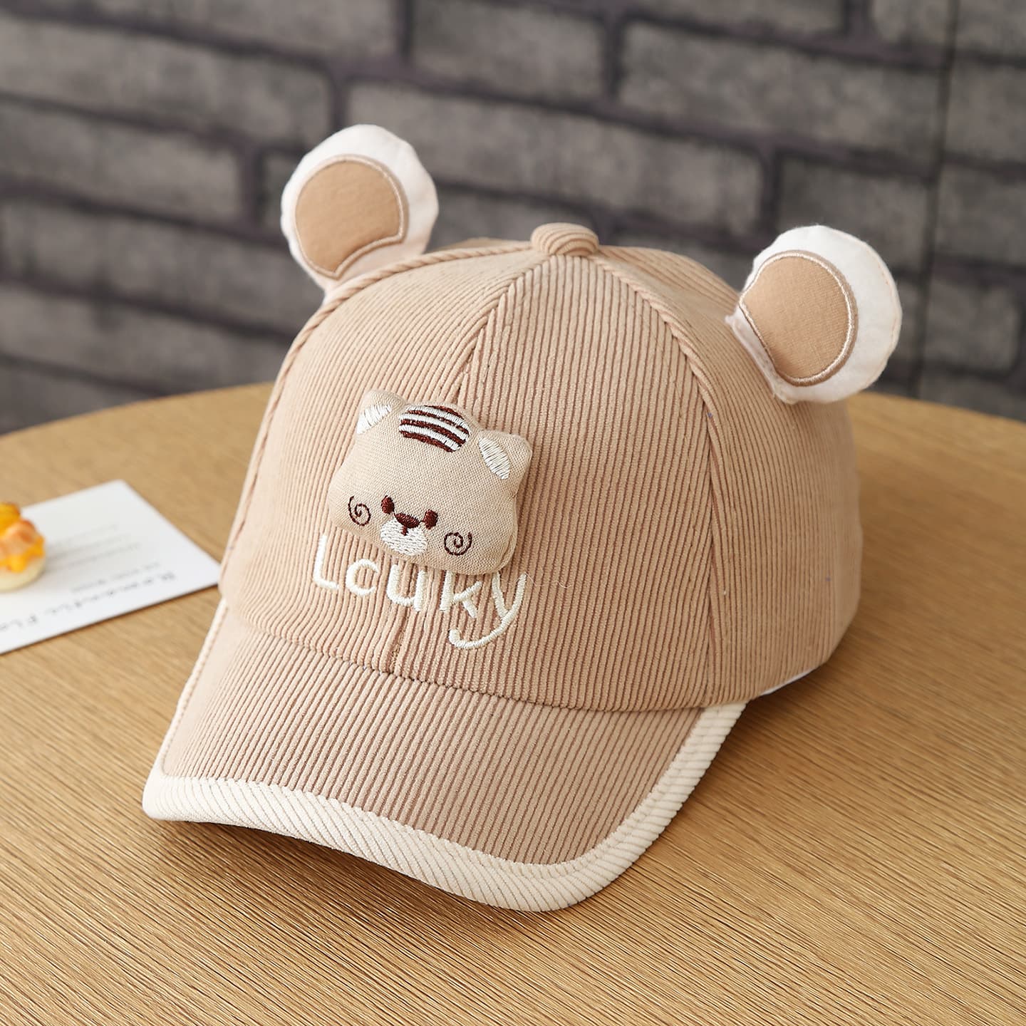 Fall Children's Style Men's And Women's Corduroy Bagged Stuffed Bear Head Baseball Cap Suitable For Daily Outdoor Outings