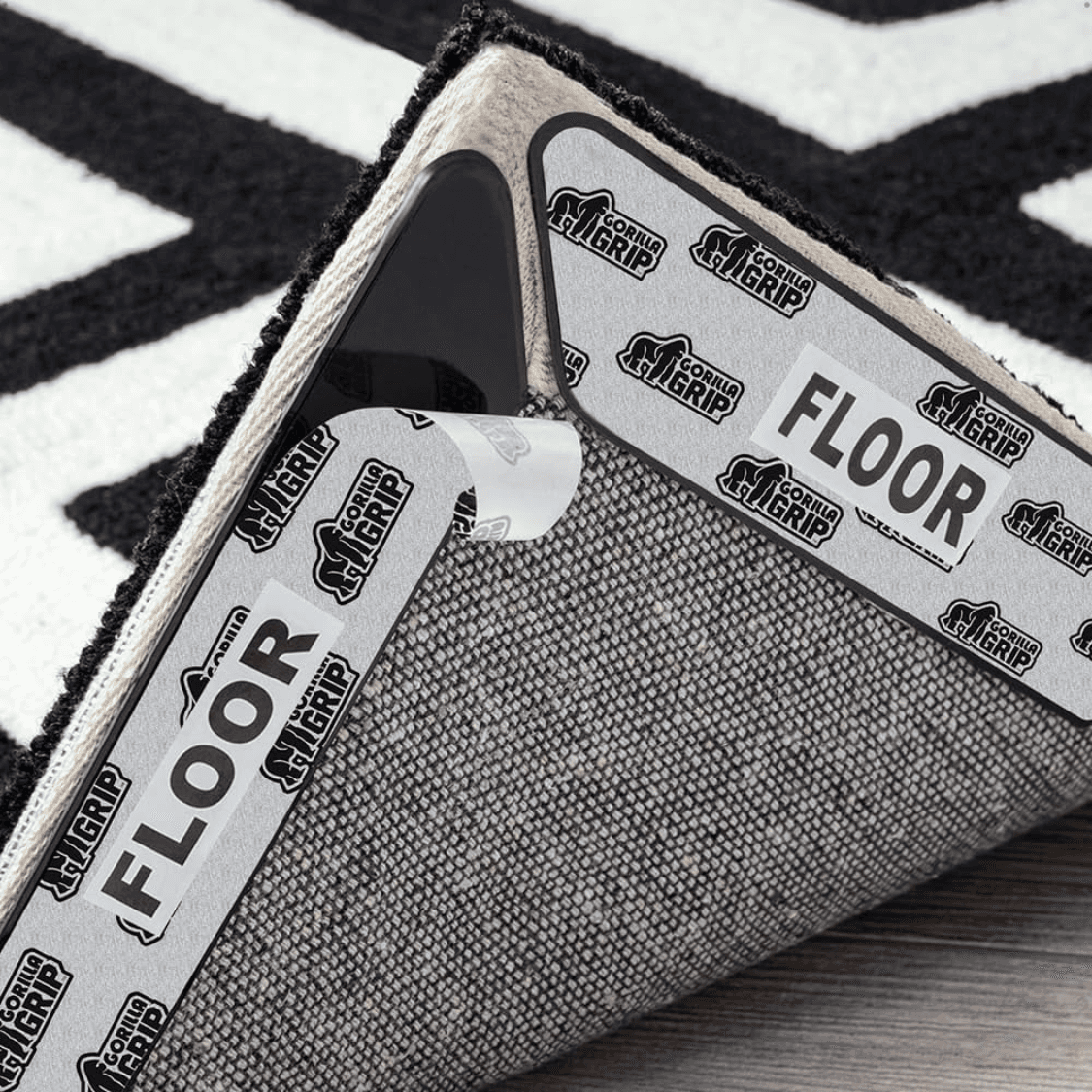 8 Pack Extra Long Black Rug Grippers For Hardwood Floors Non-Slip Carpet Holders Anti-Slip Rug Pads For Home Living Room And Bedroom