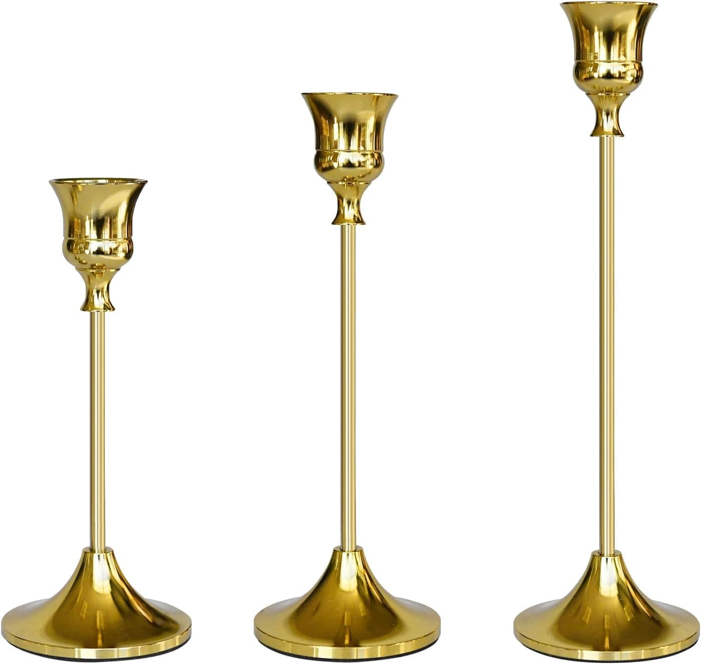 Gold Candlestick Holders, 3 Pack Taper Candle Holders, Elegant Candle Stands For Dining Table, Wedding, Christmas & Home Decor