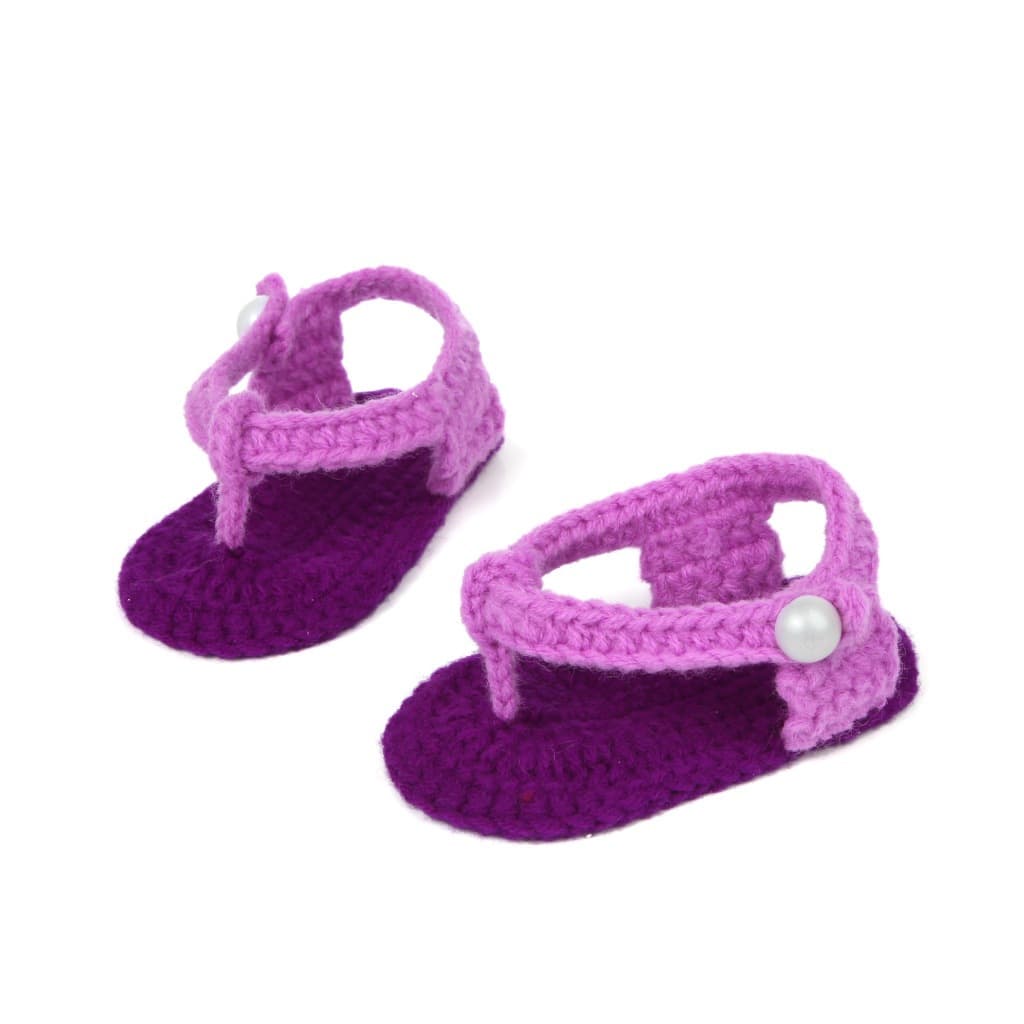 Hand Knit Soft Sole Baby Prewalker Shoes, Toddler Flip Flop Sandals For Kids