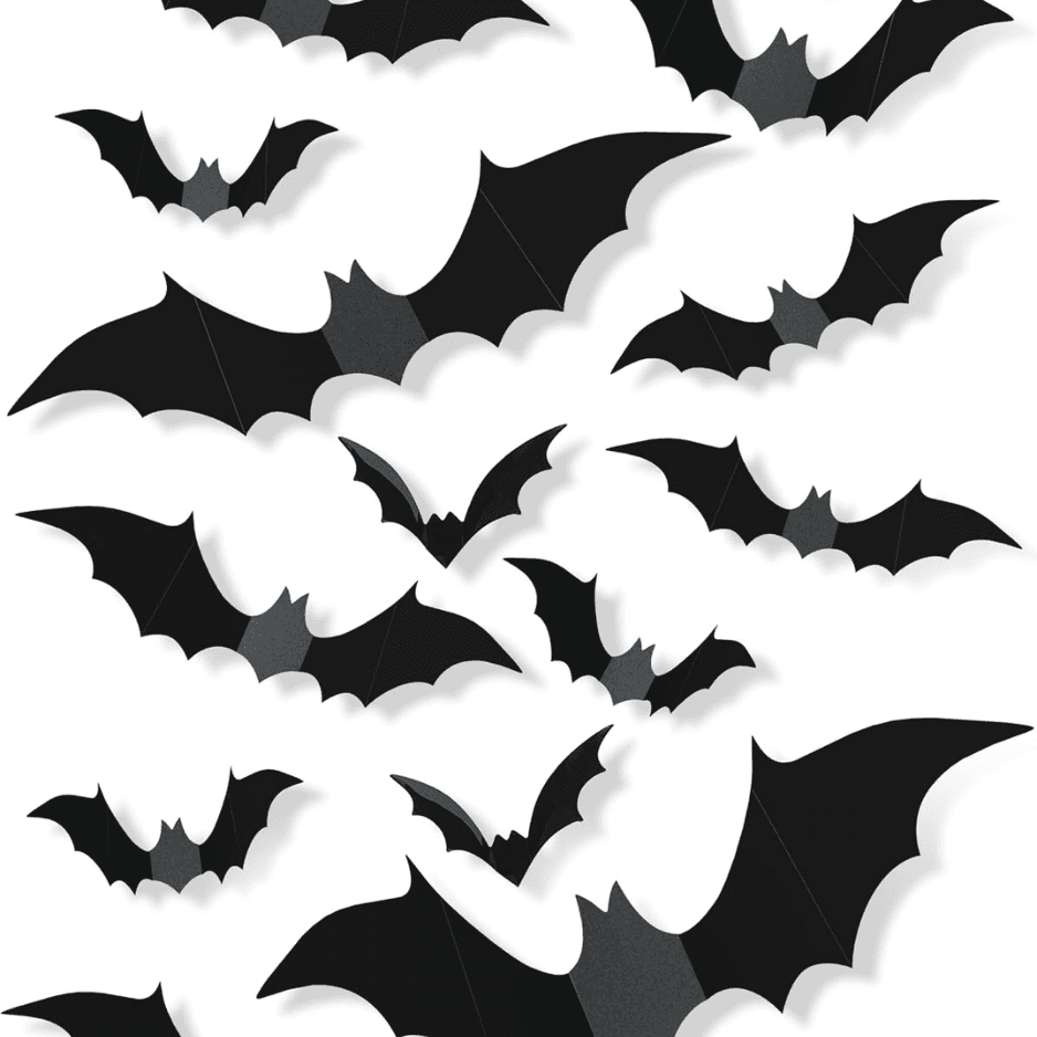 120 Pcs 3D Halloween Bat Decorations, 5 Sizes, Removable Wall Decor For Indoor Party Display