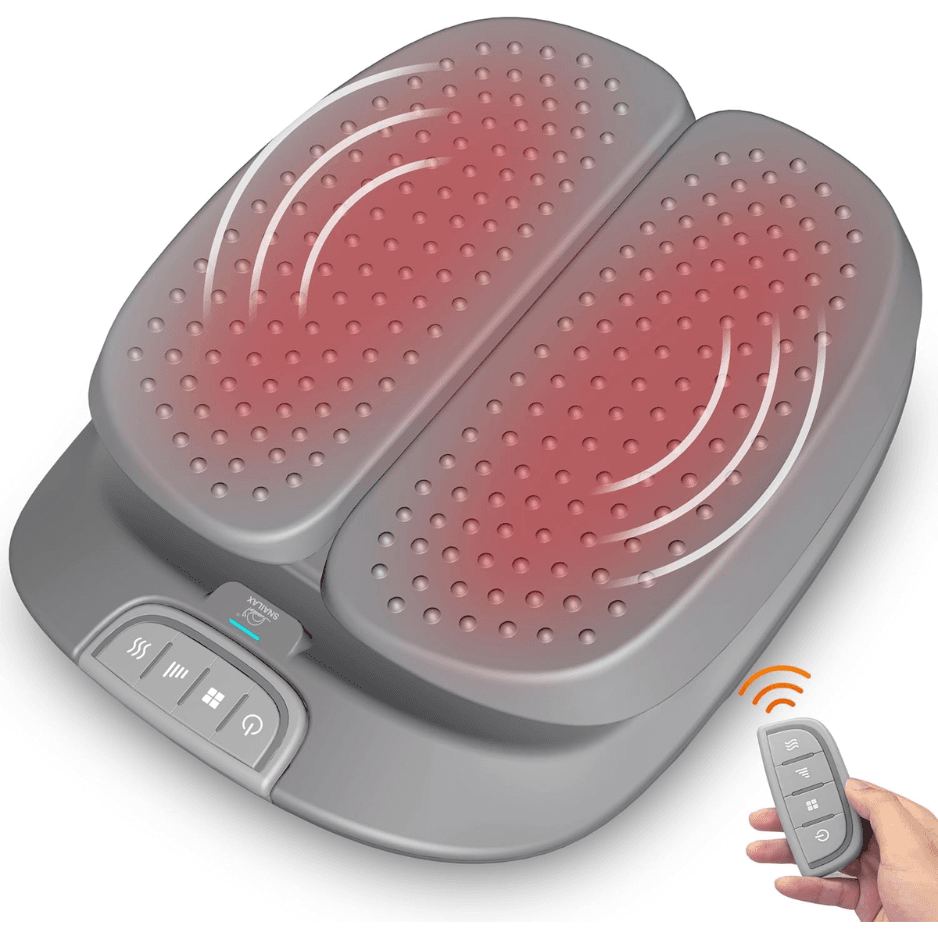 Snailax Vibration Foot Massager With Heat,Remote Control,3 Levels Vibration Intensity & 3 Massage Modes,Electric Foot Legs Back Massager Machine, Gifts For Women Men Mom Dad Grey