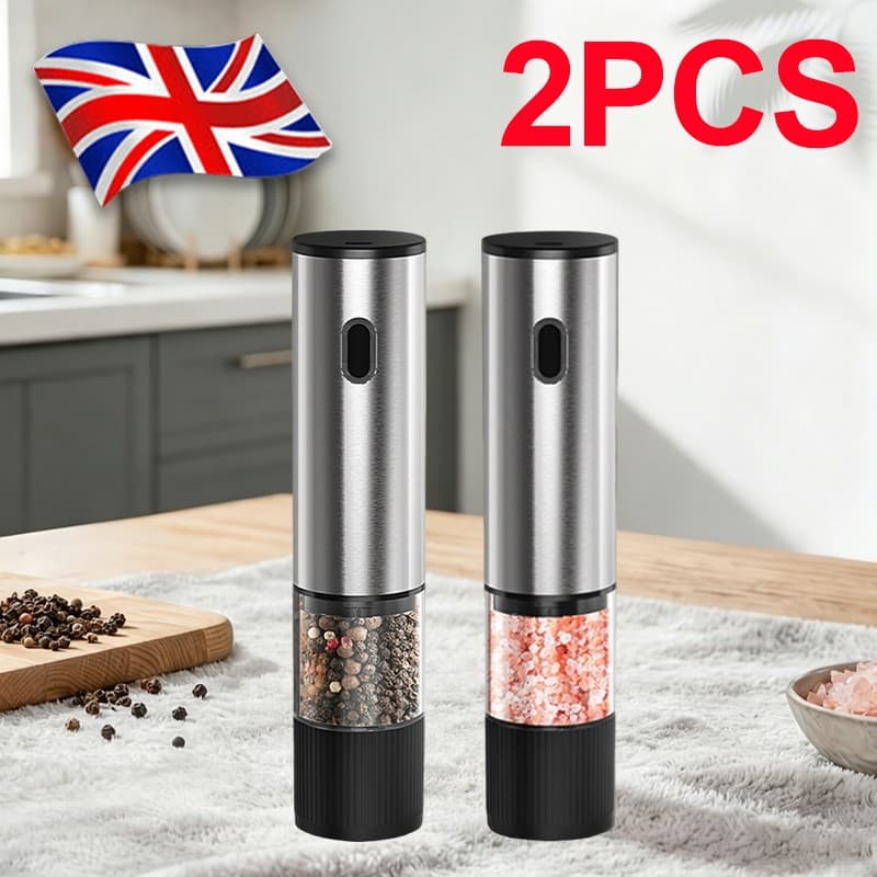 2PCS Electric Salt And Pepper Grinder Auto Mill Shaker Adjustable Coarseness V