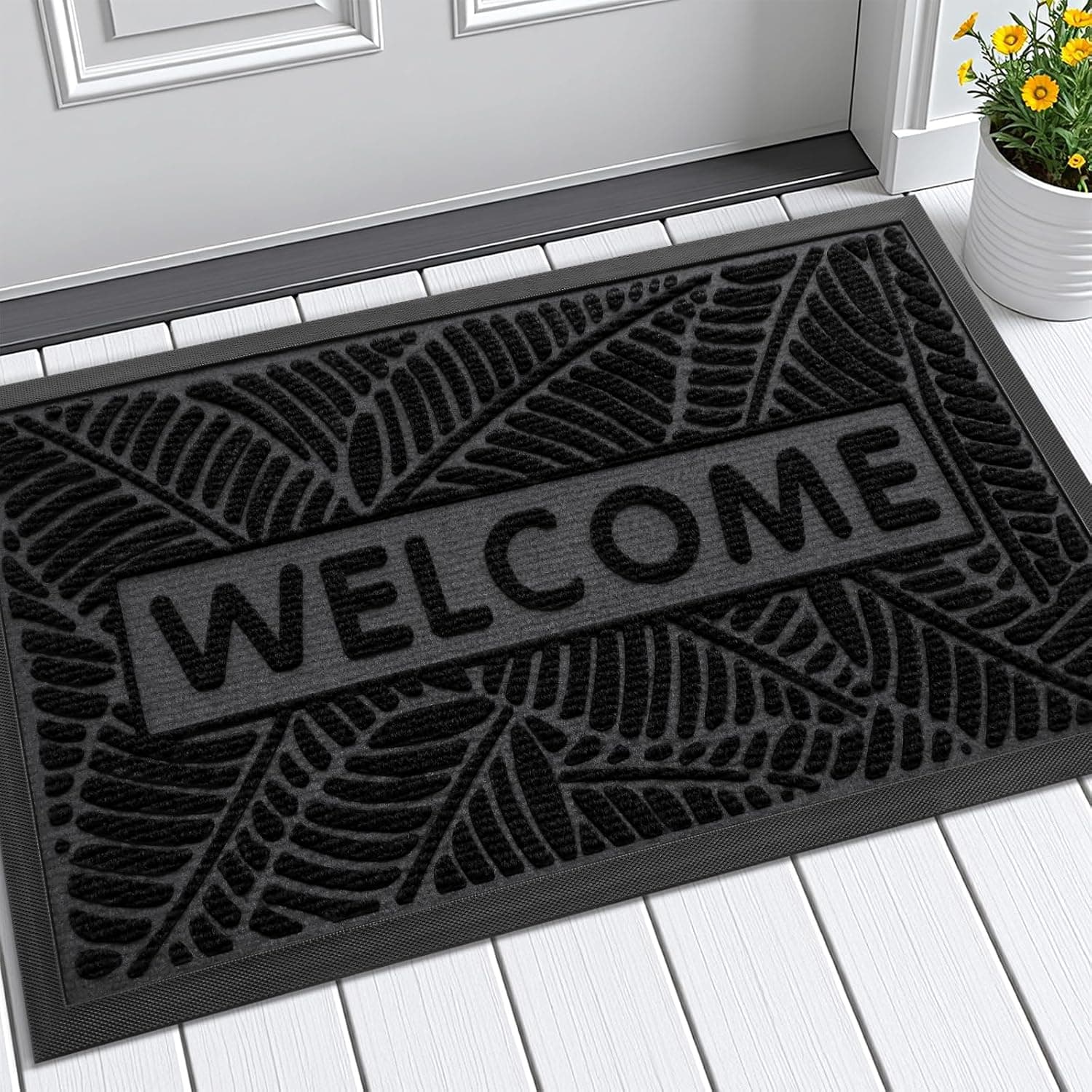 Welcome Front Door Mat, Indoor & Outdoor All-Season Doormat, 29.5 X 17 Inches, Durable Entryway Floor Mat For Home Entrance