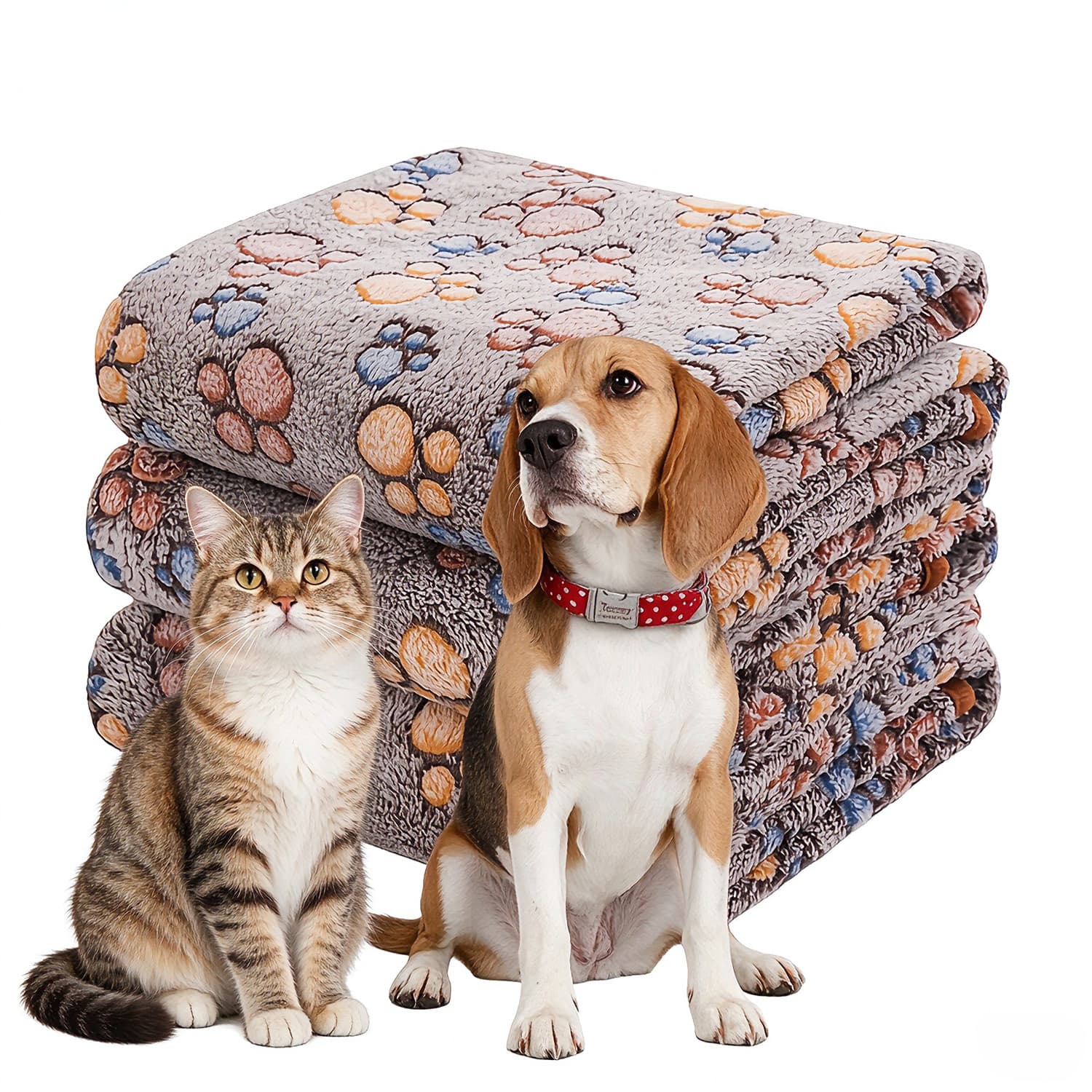 3 Pack Pet Blanket, Soft Plush Paw Print Dog Blanket Washable, Warm Fleece Cat Blanket For Large Medium Dogs, Sofa Couch Bed Cage Protector,23 X 16 In,30 X 20 In,41 X 31 In,47.2 X 39.3 In