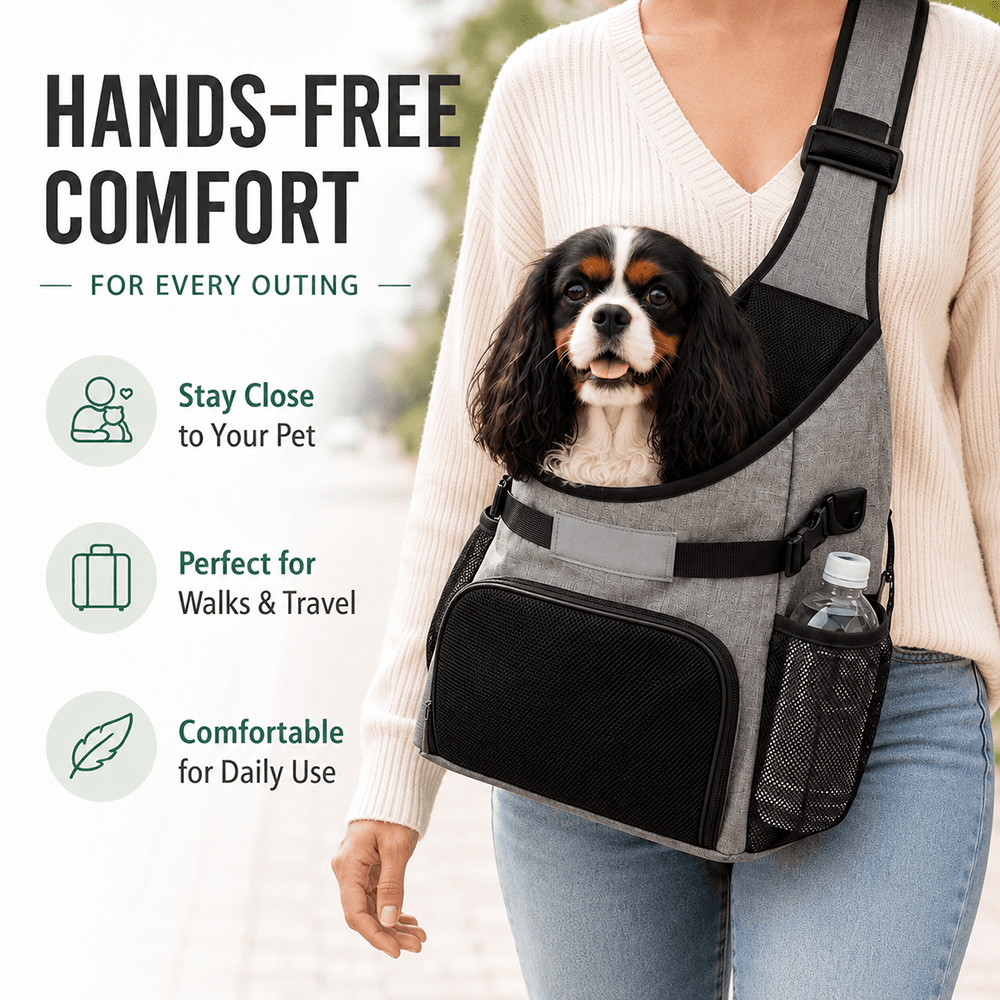 Pet Carrier Sling Bag Dog Cat Shoulder Backpack Breathable Mesh Travel Tote Safety Inner Leash Reflective Strip Large Capacity Multi-pocket
