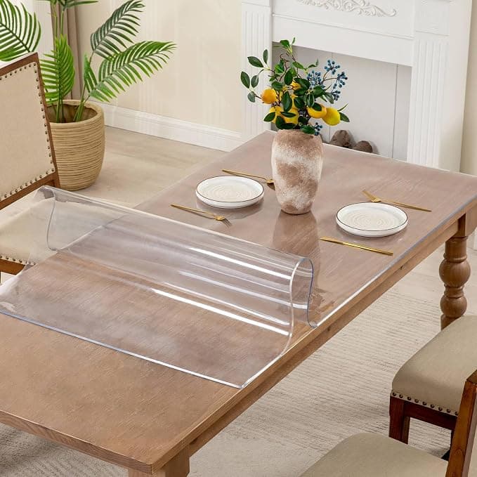 Table Cover 1.5 Mm Thick Clear PVC Desk Mat Protector Waterproof & Easy Cleaning Desk Pad Tablecloth For Office, Dining Room