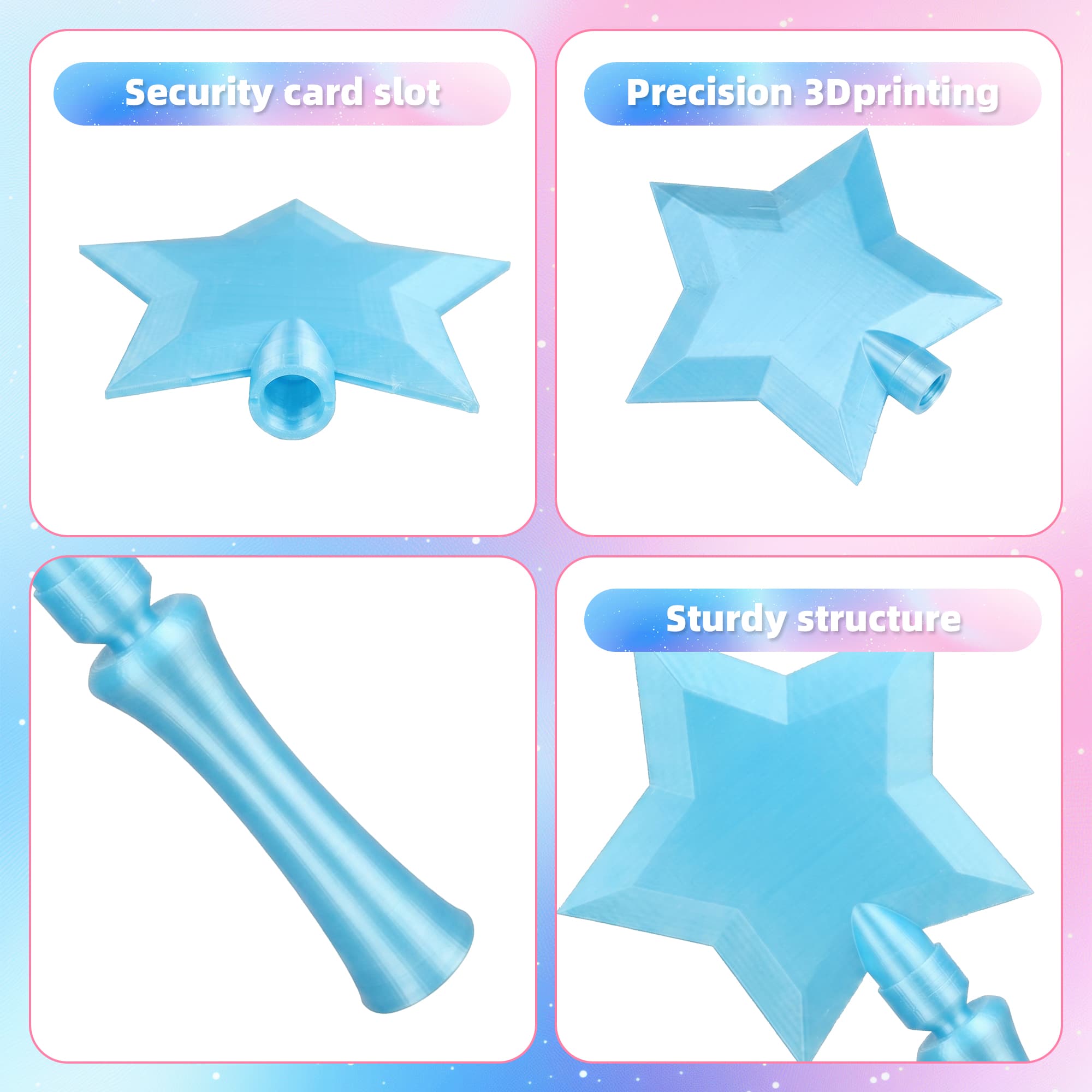 Star Wand Card Holder, 3D Printed Handheld Contactless Card Sleeve For Tap-to-Pay Cards, Lightweight Novelty Accessory