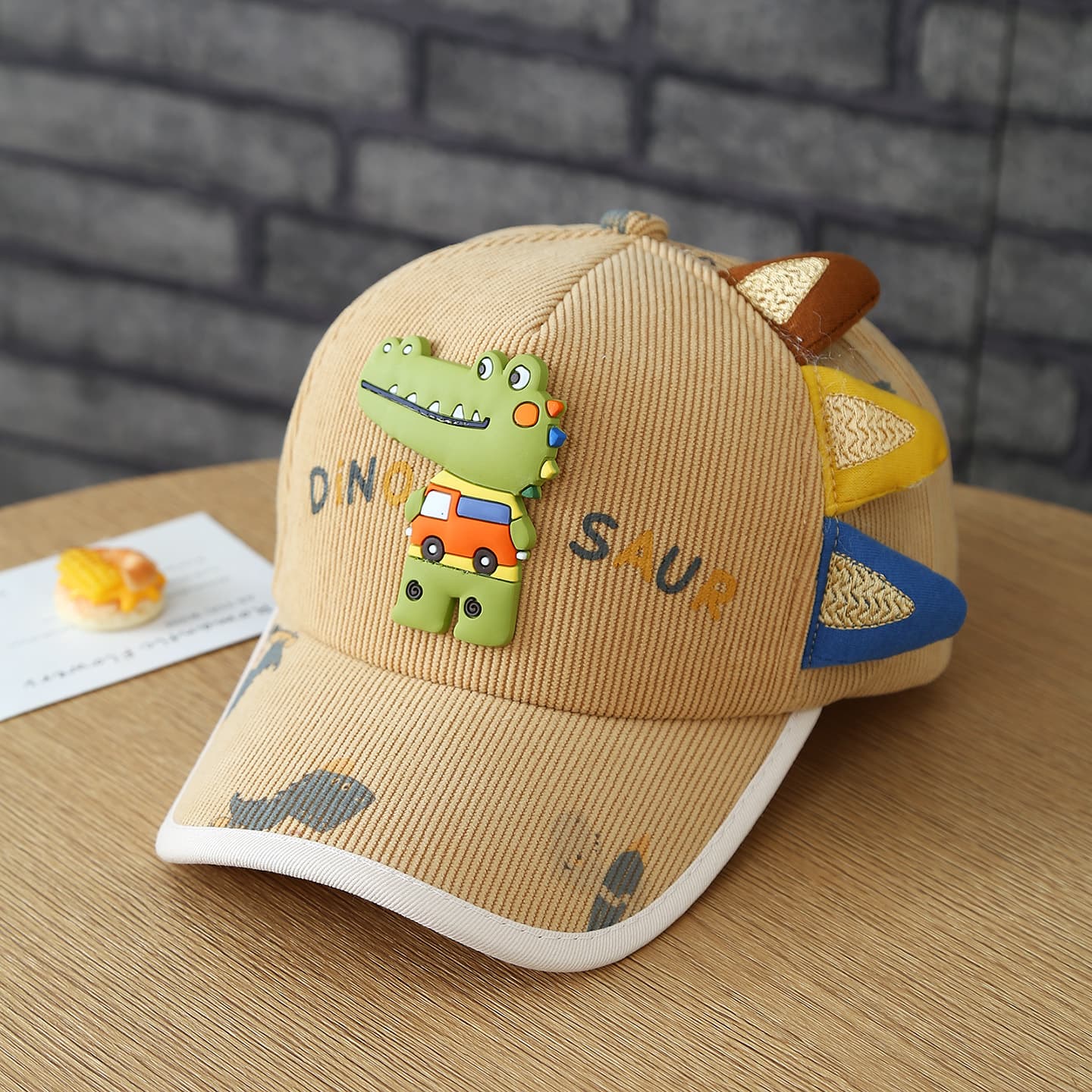 Fall Boys And Girls Dinosaur Crocodile Denim Three-Dimensional Cartoon Baseball Cap Adjustable Velcro Kids Hat Black And White