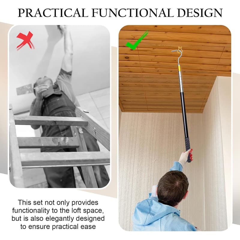 Attic Ladder Pull Down System Kit Loft Ladder Pole With Hook