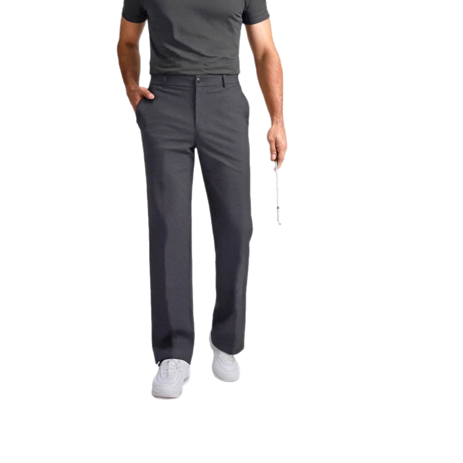 Men Breathable Multi-Pocket Straight Casual Work Trousers Adjustable Waist