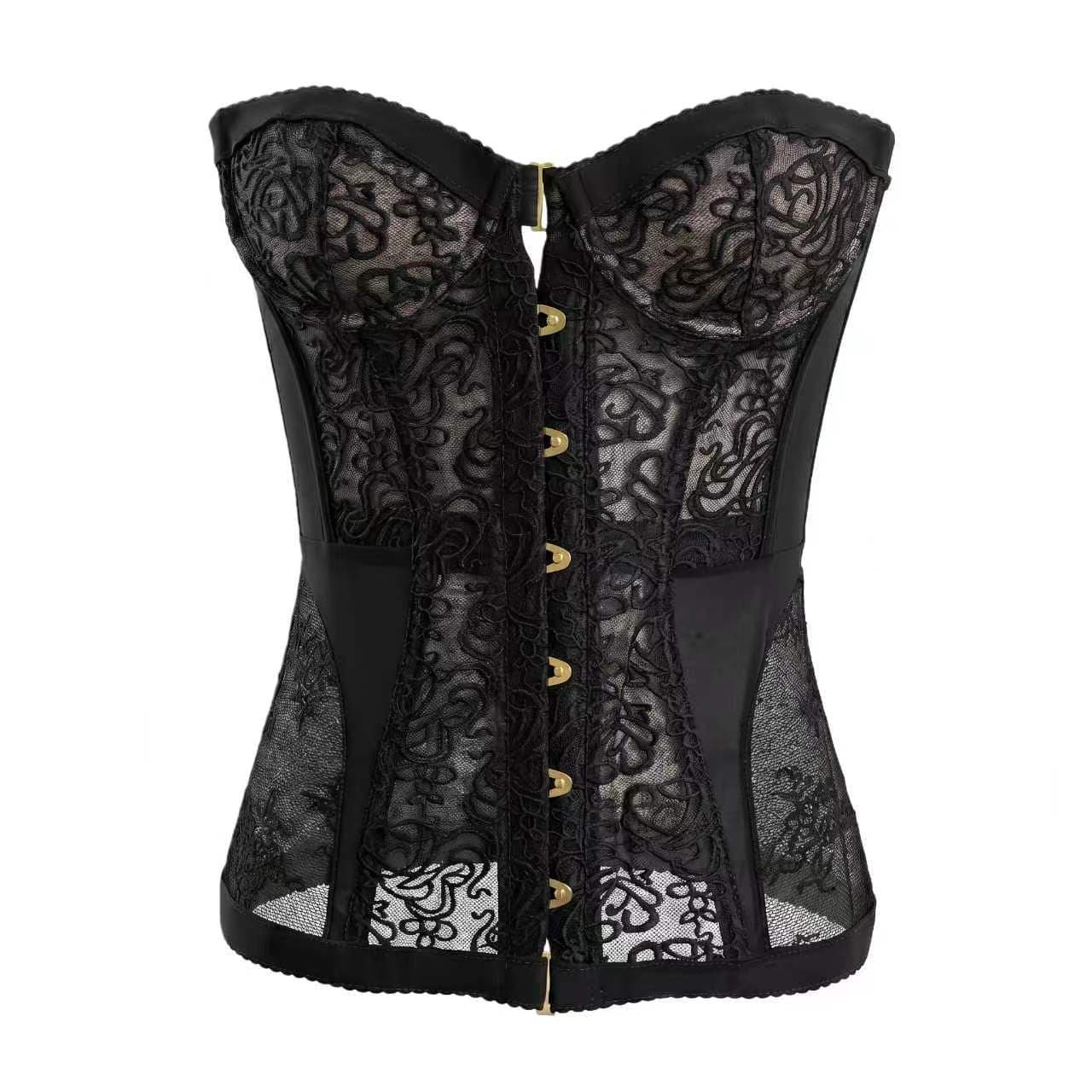 Sexy Lace Corset Top, Hot Girl Sweet-cool Style, Off-shoulder Strapless Vest For Women-black