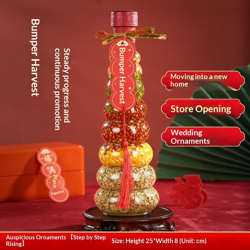 Joyful Housewarming Set With Abundant Grains, Decoration & Ornaments For The New Home, Opening Ceremony, Cleanliness Of The Home, Large Size, Steady Progress-Step By Step, The Big One Rises Higher And