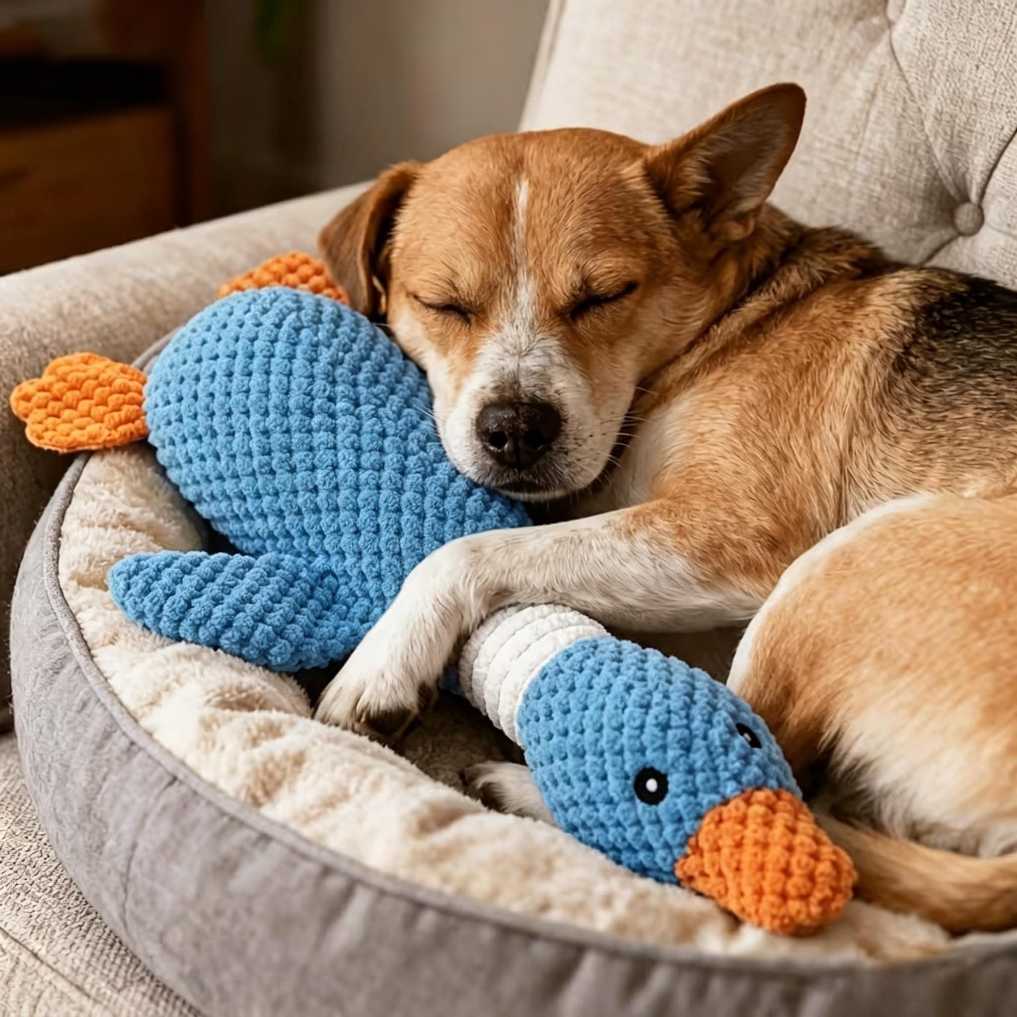 Duck Dog Toys For Aggressive Chewers - Fun Crinkle Squeaky Plush Chew Toys The Best Duck Puppy Toys For Teething Relief