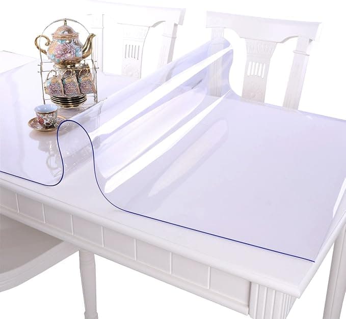 1.5mm Thick Clear Table Cover Protector Table Cover Rectangle PVC Clear Table Protector Desk Protector Mat For Dining Room Table.
