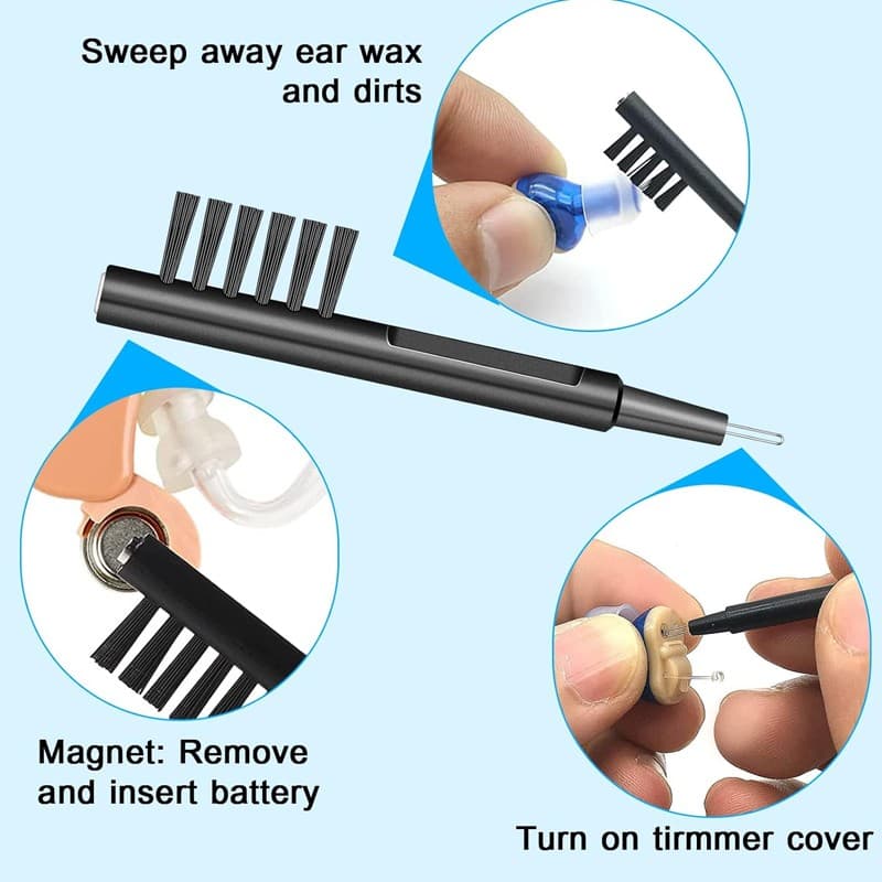Universal Hearing Aid Cleaning Kit 6 Parts Cleaning Maintenance Wire Brush