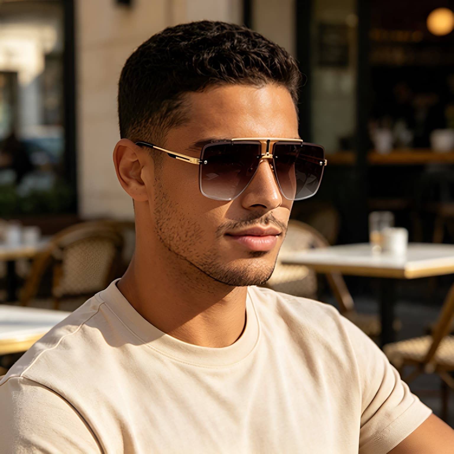 Frameless Sunglasses Men's High-end European And American Fashion New Fashion Glasses Women's Box Sunscreen Sunglasses