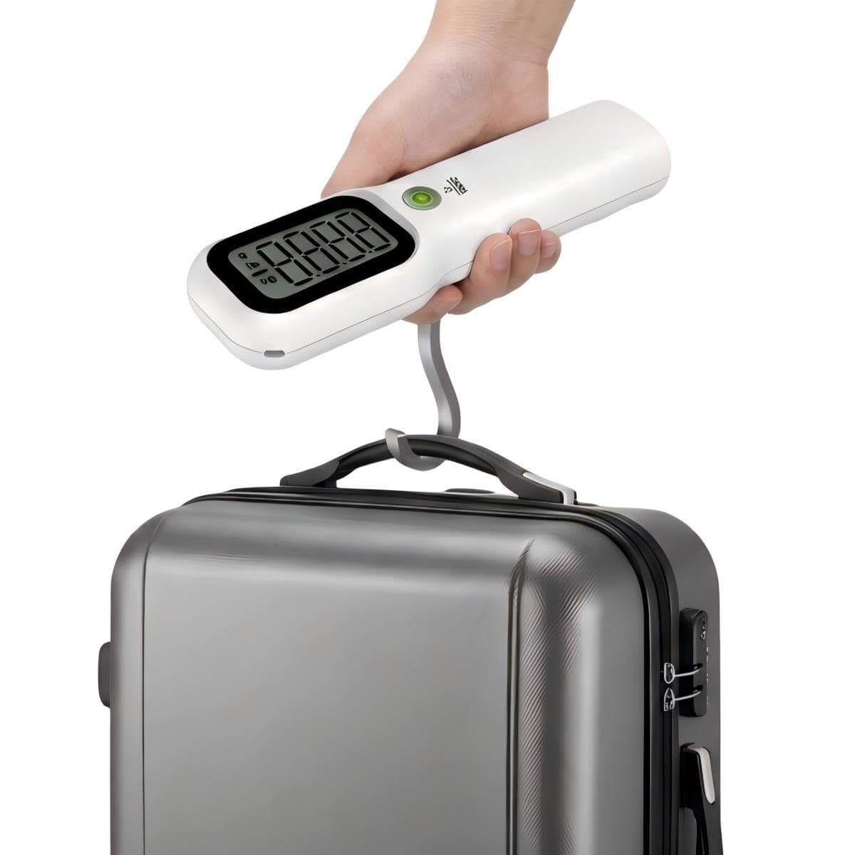 Portable Digital Luggage Scale With Retractable Hook, High-Precision Travel Suitcase Weight Scale With LCD Display, White