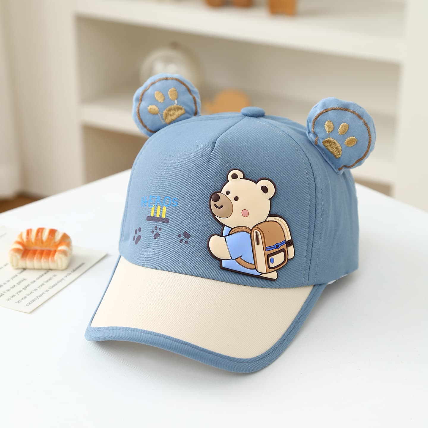Children's Animal Ears Baseball Cap, Summer New Style Cartoon Baseball Cap For Boys And Girls, Backpack With Bear Design, Casual Sun Hat