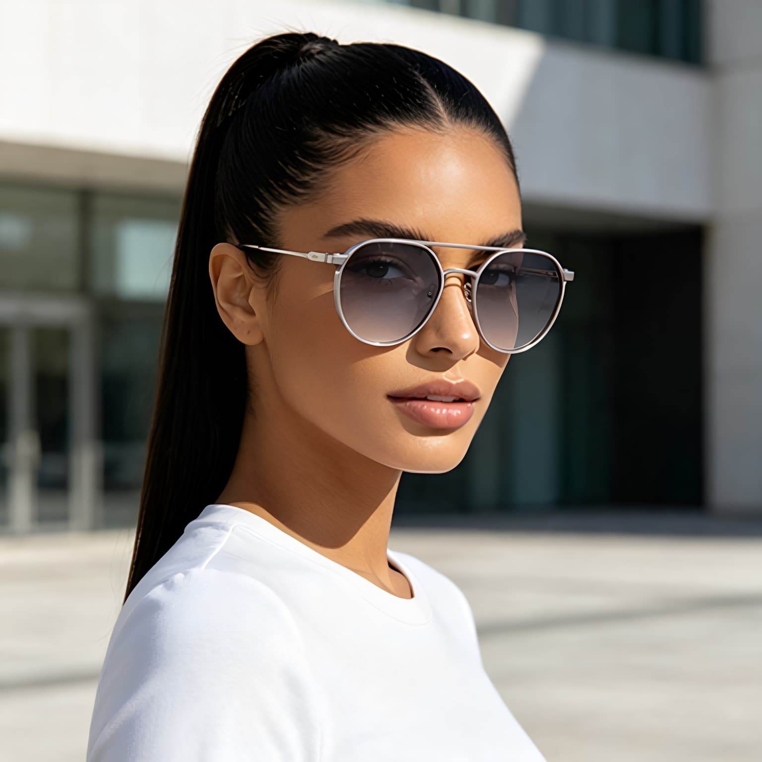 New Retro Oval Frame Glasses Metal Double Beam Aviator Sunglasses Men's High-End Driving Sunglasses