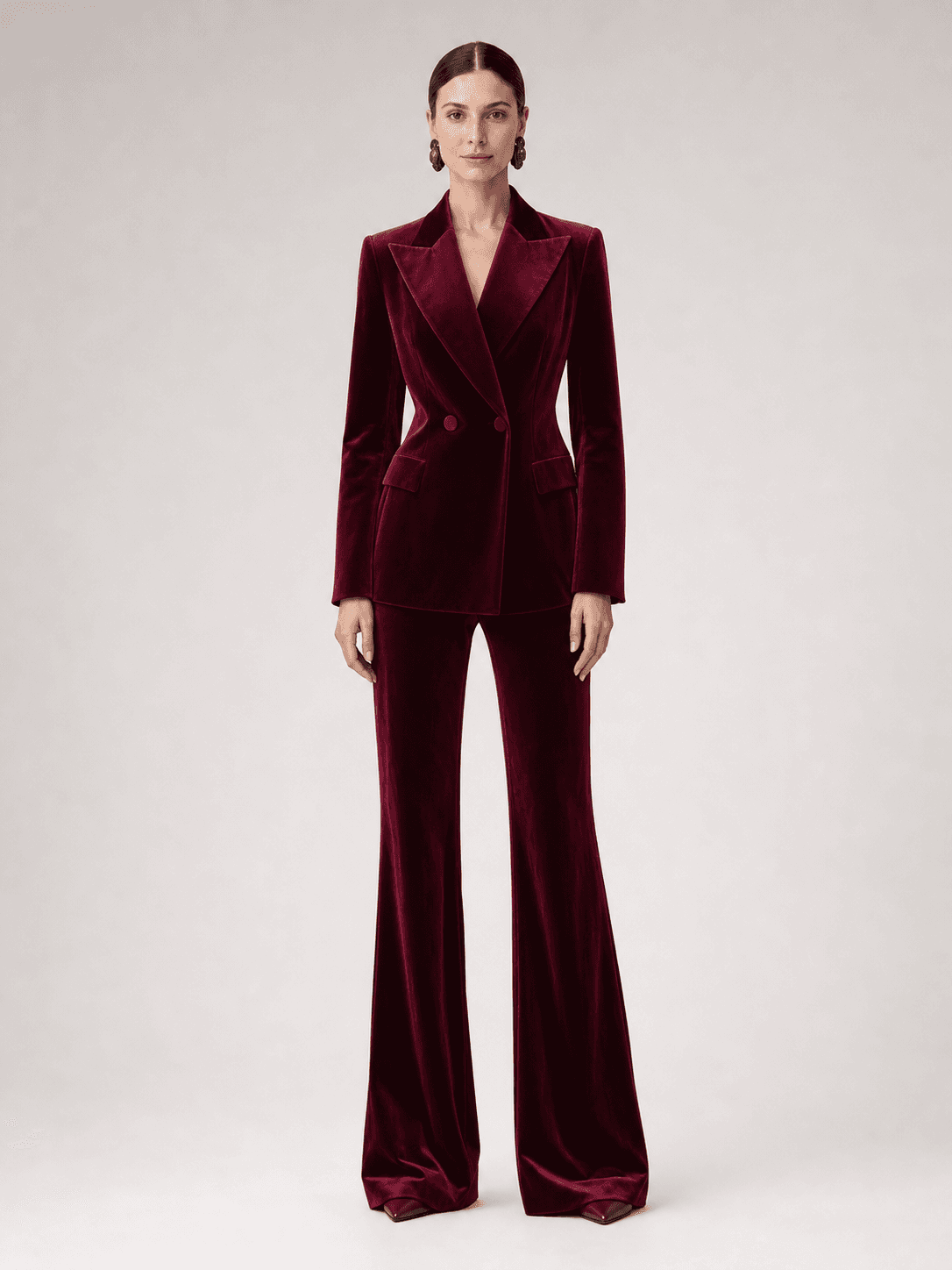 Lucia Wine-Burgundy Velvet-Look Suit Set