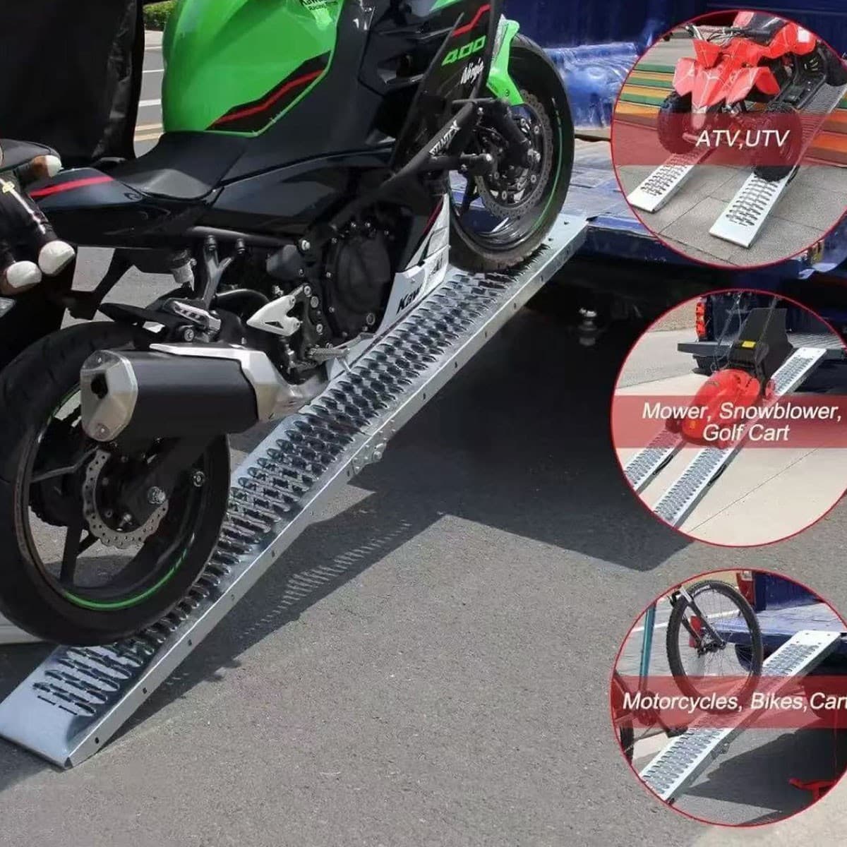 Loading Ramps Steel Folding 195CM 573lbs For Trailer Motorbike Bike Universal