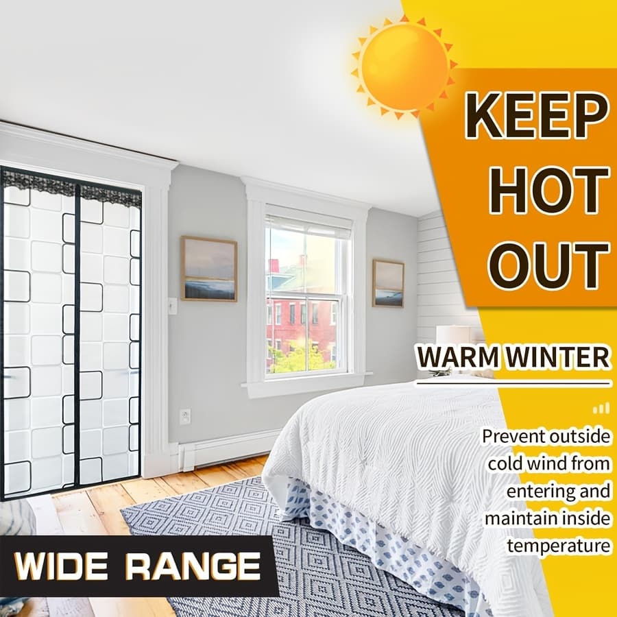 Magnetic EVA Air Conditioner Insulation Door Curtain, Lace Top Windproof Thermal Seal Screen Door, Weighted Bottom Hands Free Auto Close Door Screen, Anti Mosquito Energy Saving Partition Curtain For