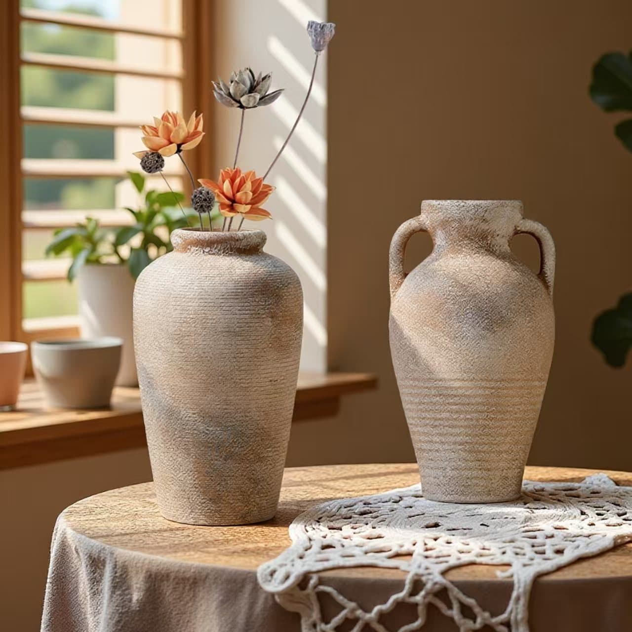 Vintage French Country Ceramic Vase, Creative Decorative Flower Vase, Home Decoration Table Ornament, Ideal For Floral Arrangements