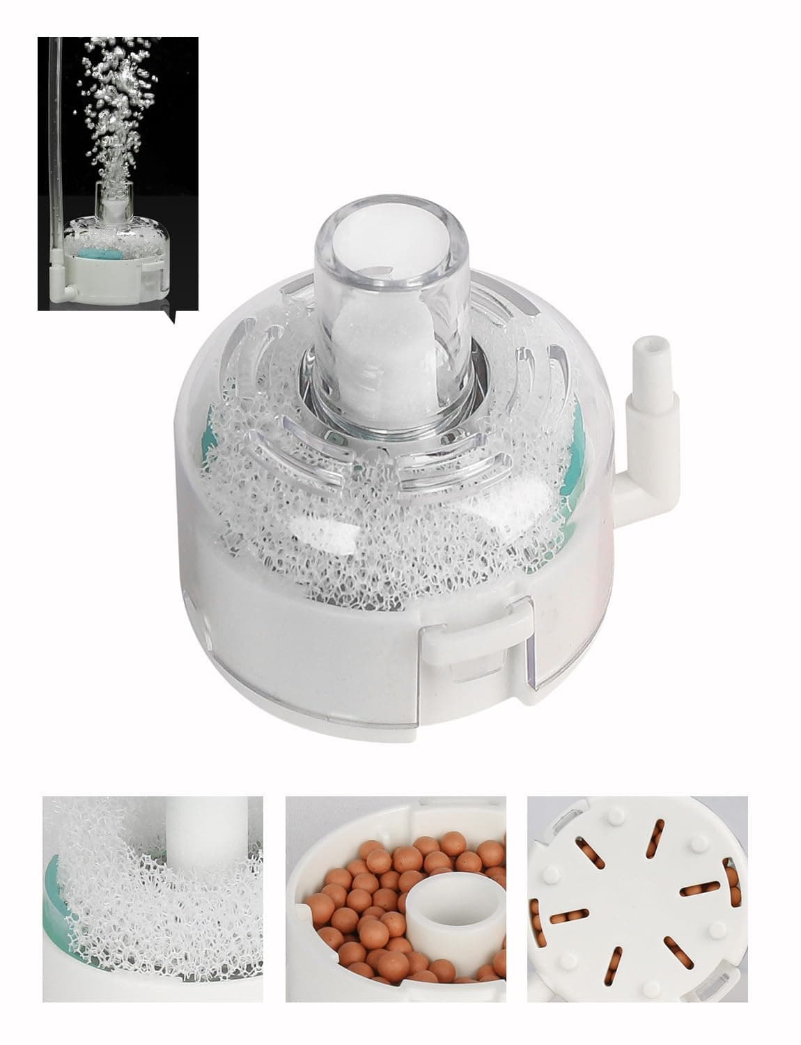 Mini Aquarium Sponge Filter, Small Fish Tank Filter Submersible Fish Filter Built-in Air Bubble Stone And Bio Balls For Fish Tanks Up To 5 Gallon - Air Pump Not Included