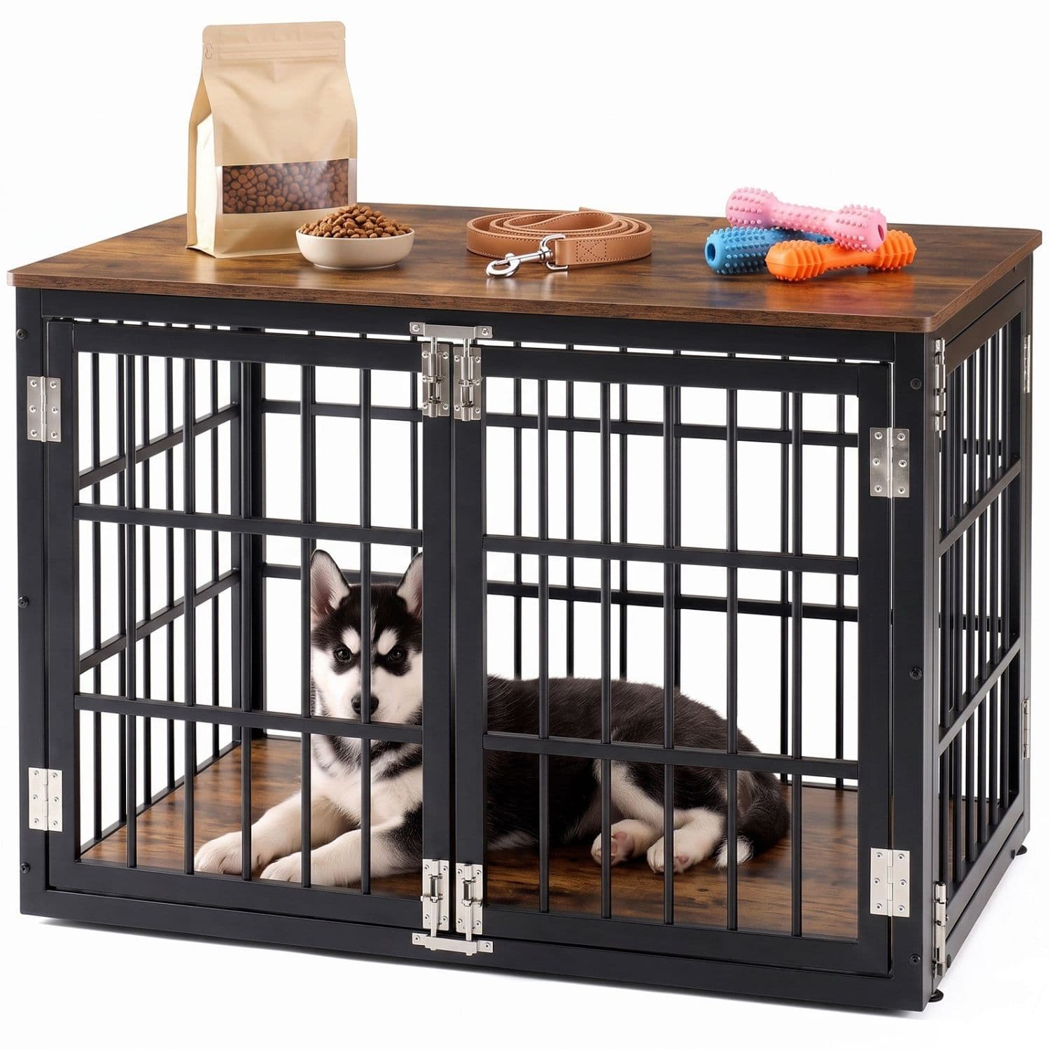 Sturdy Dog Crate Furniture, Heavy Duty Kennel For Large & Medium Dogs, Indoor Use